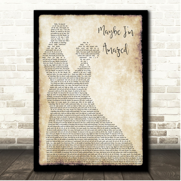 Paul McCartney Maybe I'm Amazed Couple Dancing Song Lyric Print