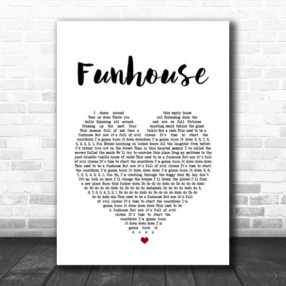 Pink Funhouse Heart Song Lyric Music Wall Art Print