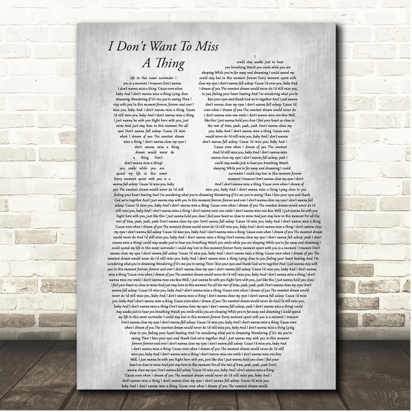 Aerosmith I Don't Want To Miss A Thing Father & Child Grey Song Lyric Print