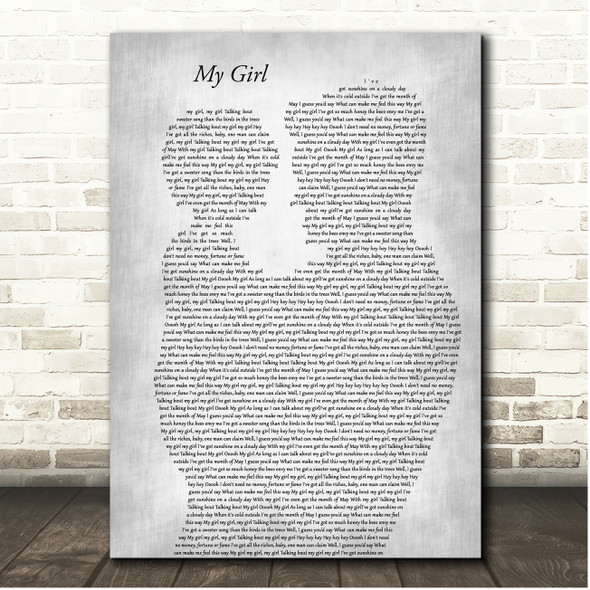 The Temptations My Girl Father & Child Grey Song Lyric Print