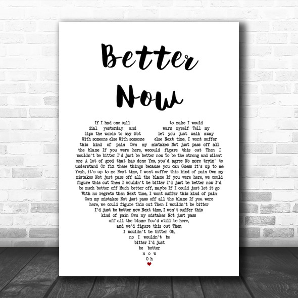 Rascal Flatts Better Now Heart Song Lyric Music Wall Art Print