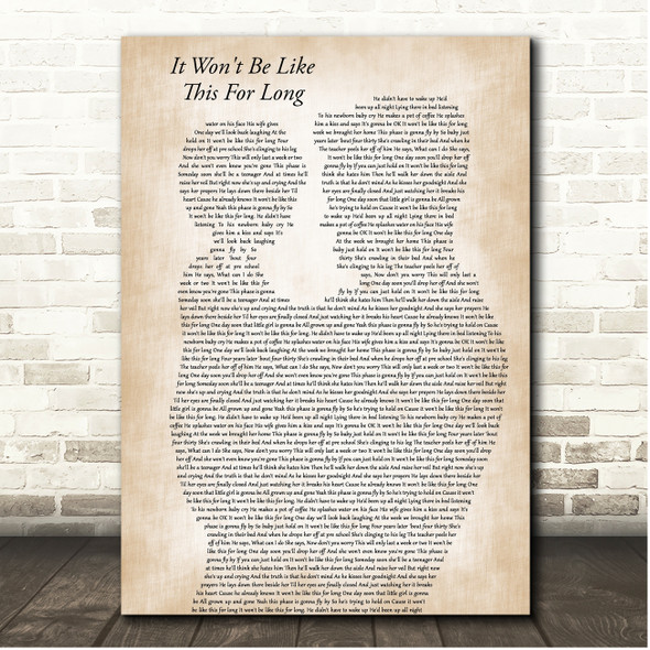 Darius Rucker It Won't Be Like This For Long Father & Child Song Lyric Print
