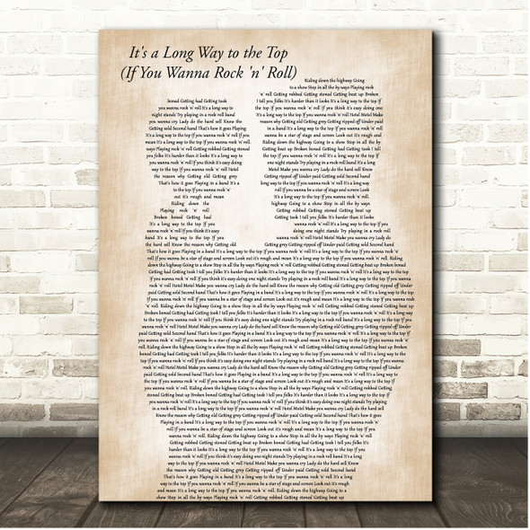 ACDC It's a Long Way to the Top (If You Wanna Rock 'n' Roll) Father & Child Song Lyric Print