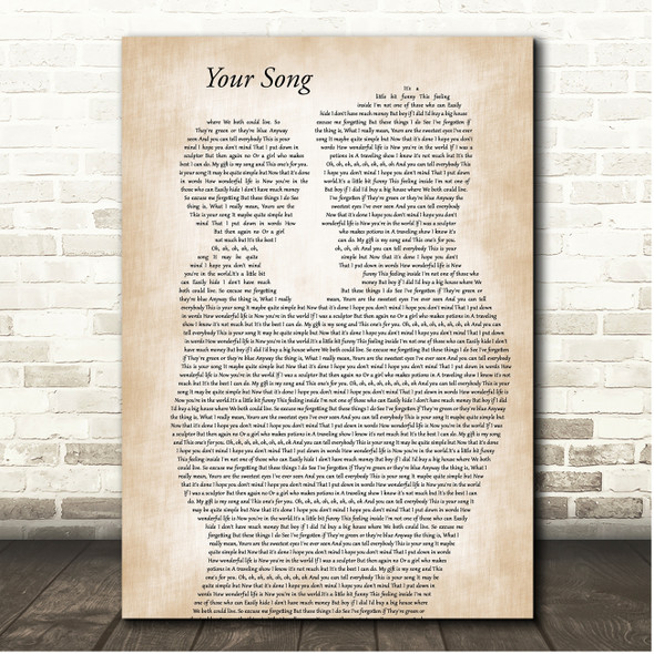 Ellie Goulding Your Song Father & Child Song Lyric Print