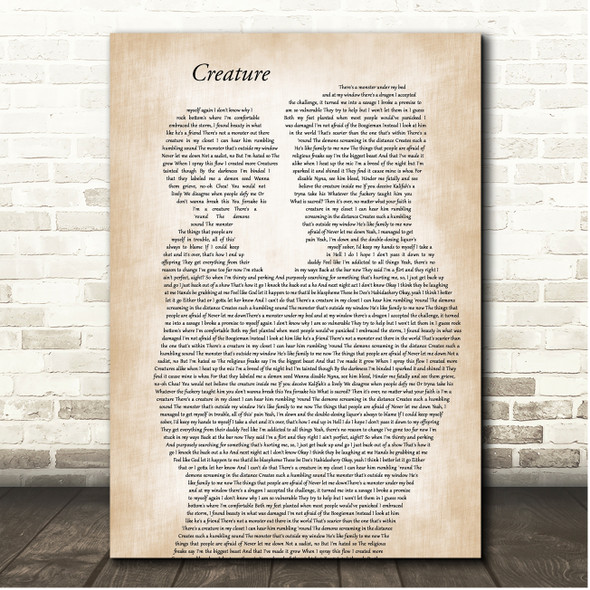 Jelly Roll Creature Father & Child Song Lyric Print
