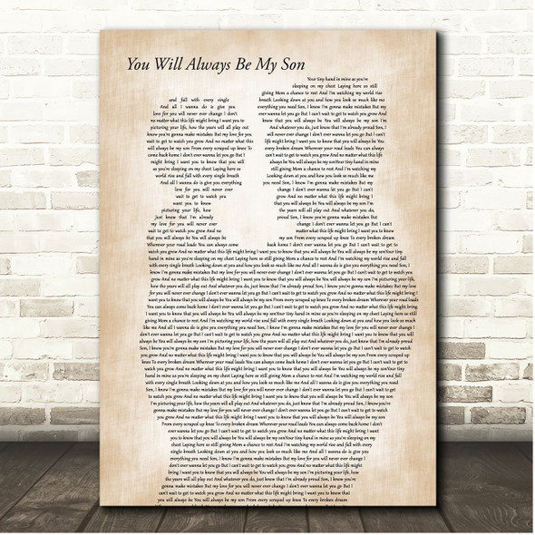 Anthem Lights You Will Always Be My Son Father & Child Song Lyric Print