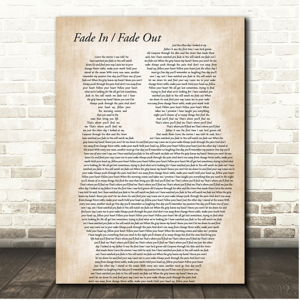 Nothing More Fade In Fade Out Father & Child Song Lyric Print