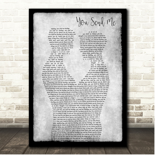 Aretha Franklin You Send Me Grey Black Border Gay Men Song Lyric Print