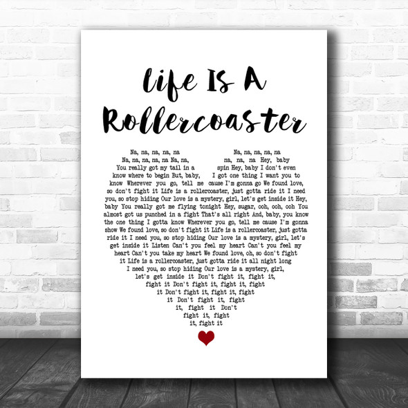 Ronan Keating Life Is A Rollercoaster White Heart Song Lyric Music Wall Art Print