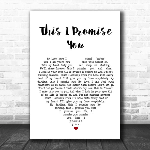 Ronan Keating This I Promise You Heart Song Lyric Music Wall Art Print