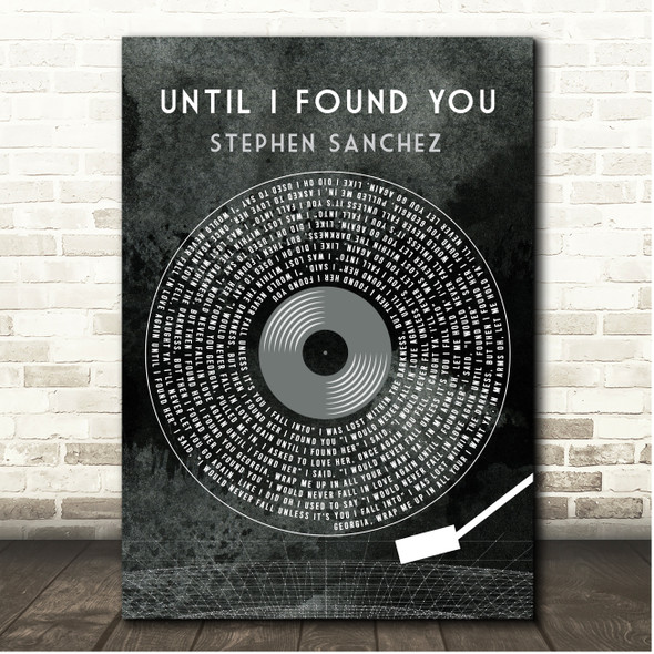 Stephen Sanchez Until I Found You Grunge Grey Vinyl Record Song Lyric Print