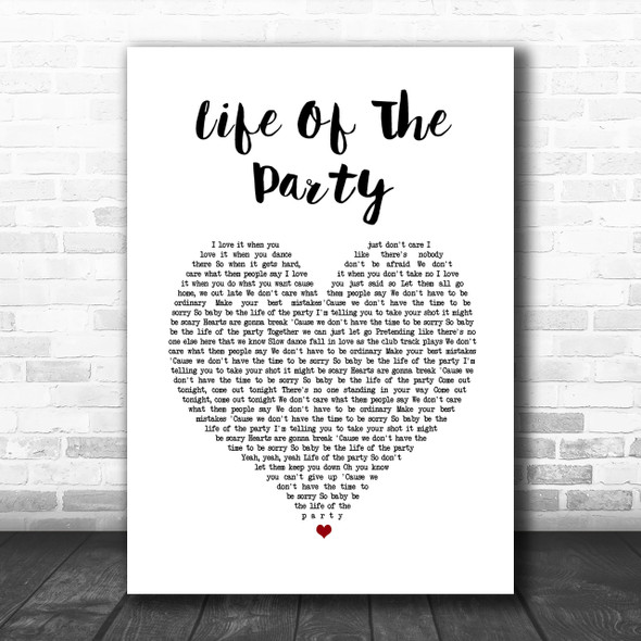 Shawn Mendes Life Of The Party Heart Song Lyric Music Wall Art Print