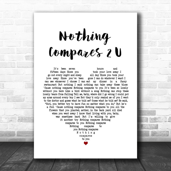 Sinead O'Connor Nothing Compares 2 U White Heart Song Lyric Music Wall Art Print