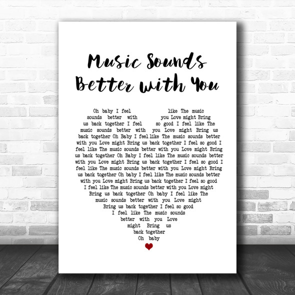 Stardust Music Sounds Better with You White Heart Song Lyric Music Wall Art Print