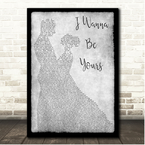 Arctic Monkeys I Wanna Be Yours Grey Couple Dancing Song Lyric Print