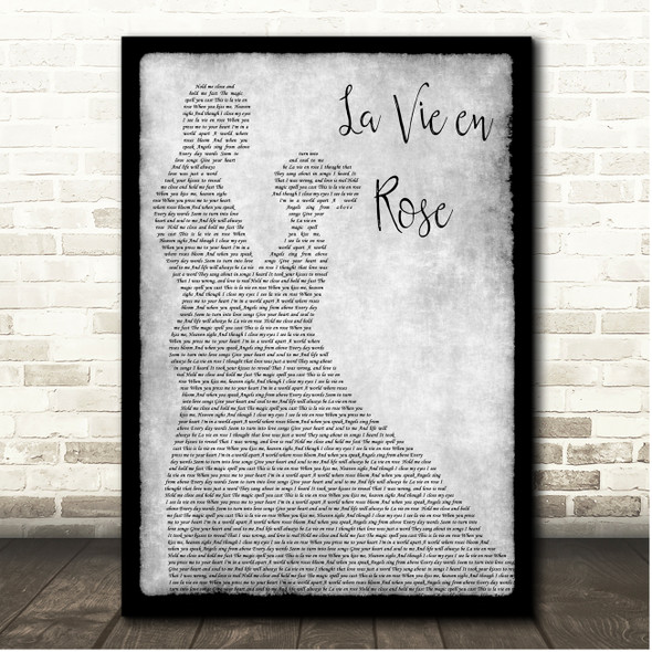 Edith Piaf La Vie en Rose (English Version) Grey Couple Dancing Song Lyric Print