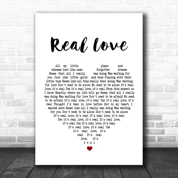 The Beatles Real Love Heart Song Lyric Music Wall Art Print
