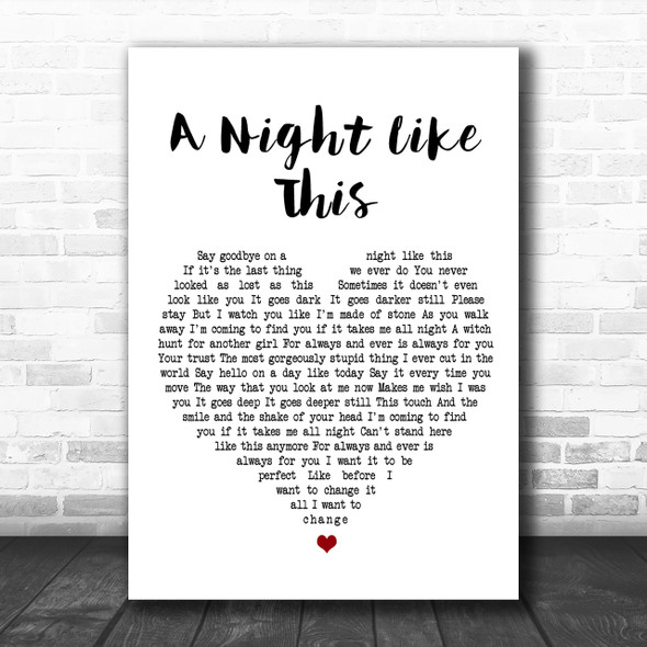 The Cure A Night Like This White Heart Song Lyric Music Wall Art Print