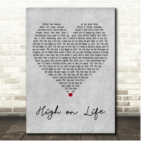Martin Garrix High on Life Grey Heart Song Lyric Print
