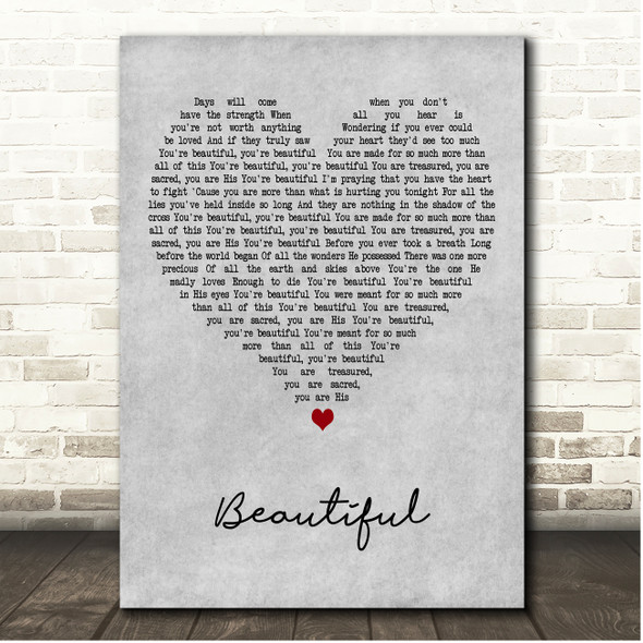 MercyMe Beautiful Grey Heart Song Lyric Print