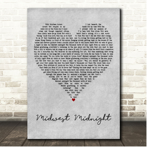 Michael Stanley Midwest Midnight Grey Heart Song Lyric Print