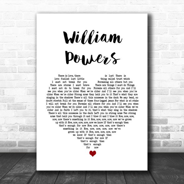 The Maccabees William Powers White Heart Song Lyric Music Wall Art Print