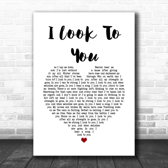 Whitney Houston I Look To You Heart Song Lyric Music Wall Art Print