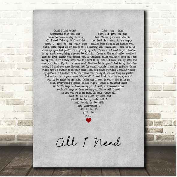 Tom Felton All I Need Grey Heart Song Lyric Print