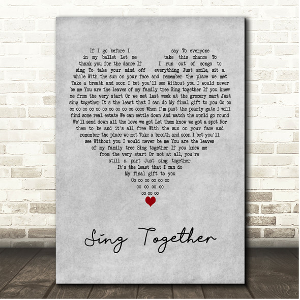 Train Sing Together Grey Heart Song Lyric Print