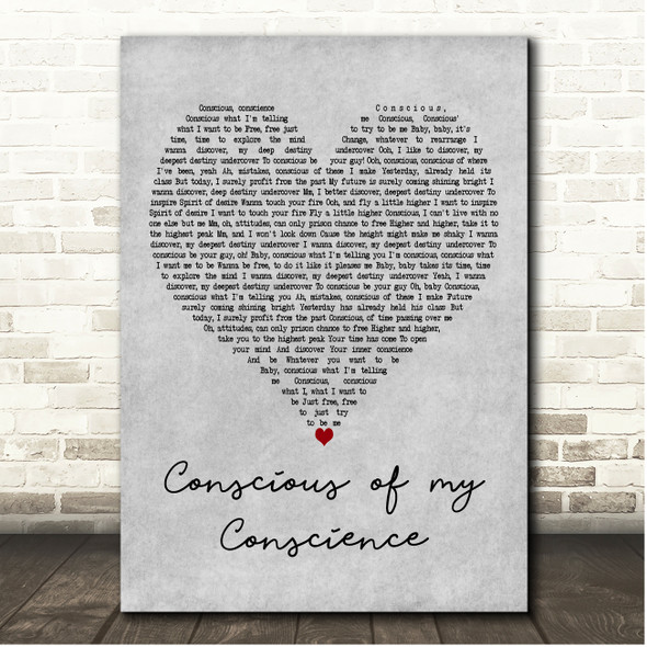 Womack & Womack Conscious of my conscience Grey Heart Song Lyric Print