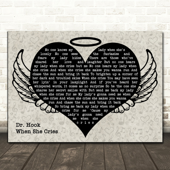 Dr. Hook When She Cries Heart Angel Wings Halo Song Lyric Print
