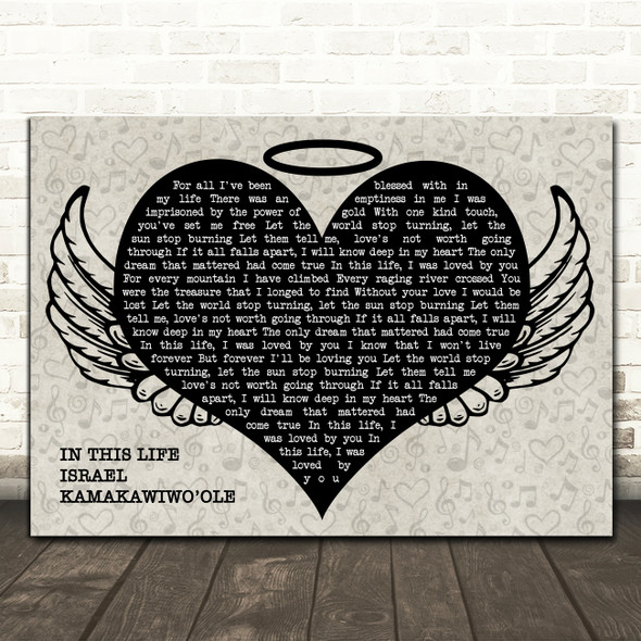 Israel Kamakawiwo'ole In This Life Heart Angel Wings Halo Song Lyric Print