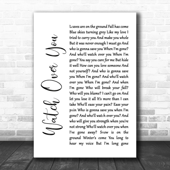 Alter Bridge Watch Over You White Script Song Lyric Music Wall Art Print