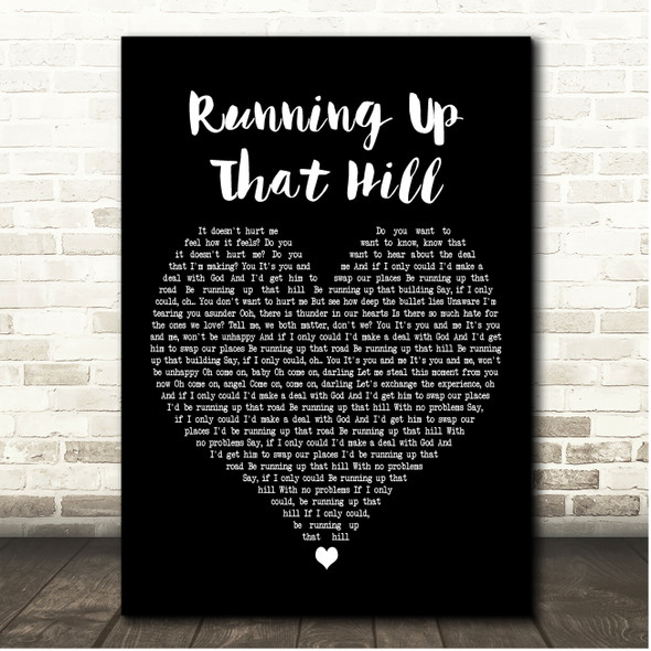 Kate Bush Running Up That Hill Black Heart Song Lyric Print