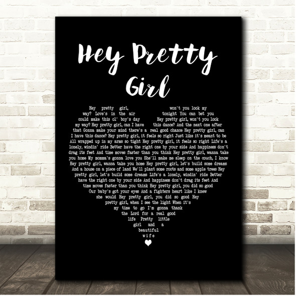 Kip Moore Hey Pretty Girl Black Heart Song Lyric Print