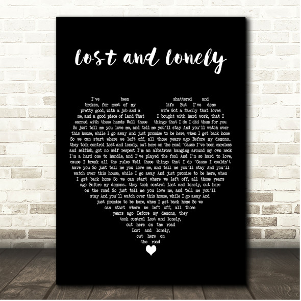 Aaron Lewis Lost and Lonely Black Heart Song Lyric Print