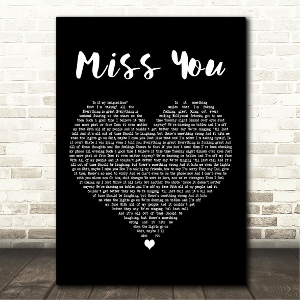 Louis Tomlinson Miss You Black Heart Song Lyric Print