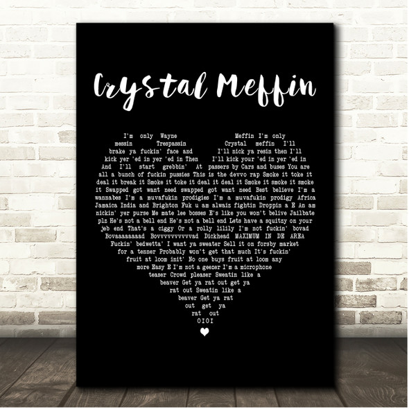 MC Devvo Crystal Meffin Black Heart Song Lyric Print