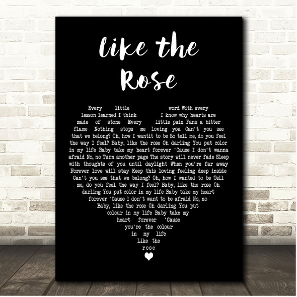 B Witched Like the Rose Black Heart Song Lyric Print