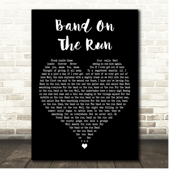 Paul McCartney Band On The Run Black Heart Song Lyric Print