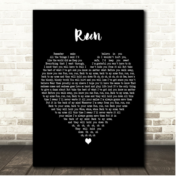 Pink Run Black Heart Song Lyric Print