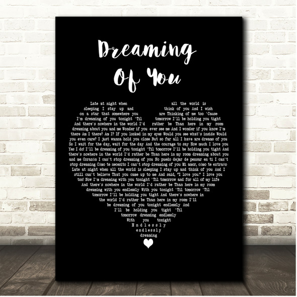 Selena Dreaming Of You Black Heart Song Lyric Print