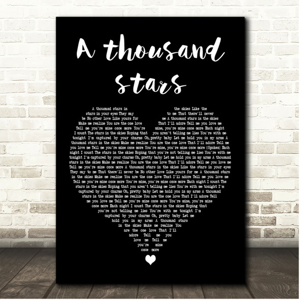 Billy Fury A thousand stars Black Heart Song Lyric Print