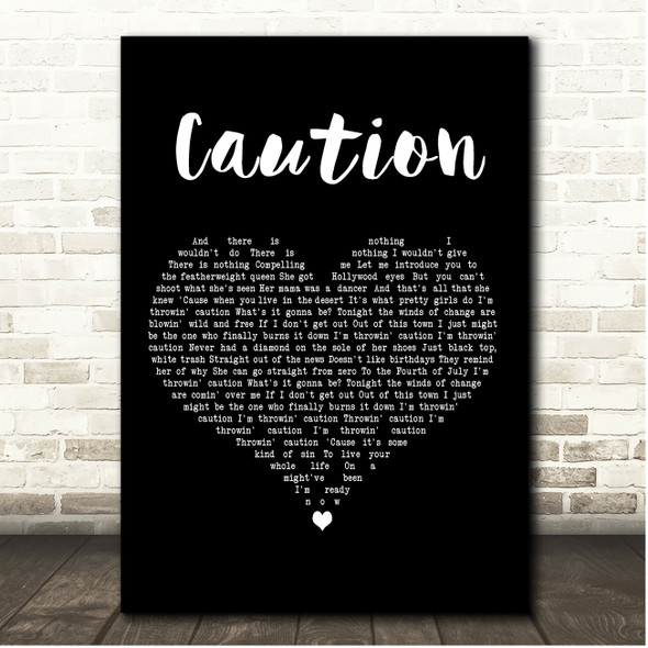 The Killers Caution Black Heart Song Lyric Print
