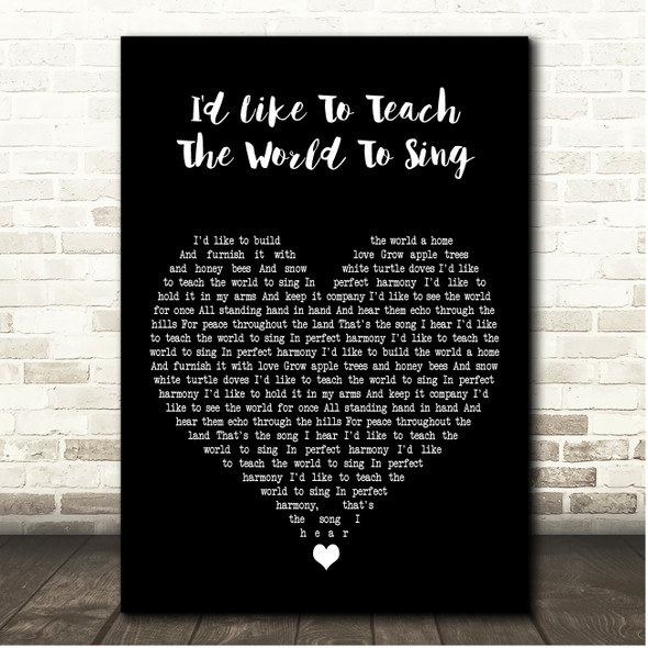 The New Seekers I'd Like To Teach The World To Sing Black Heart Song Lyric Print