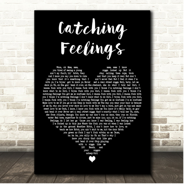 YNW Melly Catching Feelings Black Heart Song Lyric Print