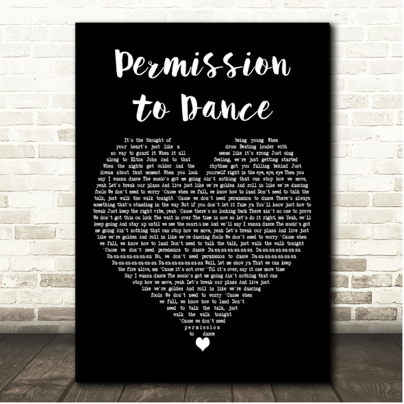 BTS Permission to Dance Black Heart Song Lyric Print