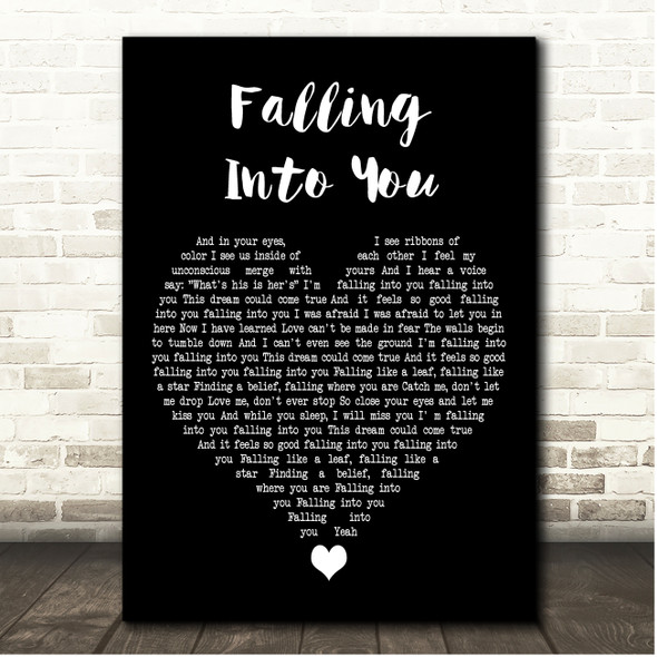 Céline Dion Falling Into You Black Heart Song Lyric Print