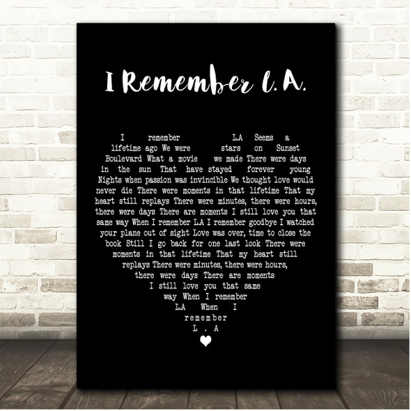 Céline Dion I Remember L.A. Black Heart Song Lyric Print