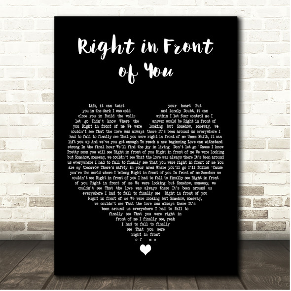 Céline Dion Right in Front of You Black Heart Song Lyric Print